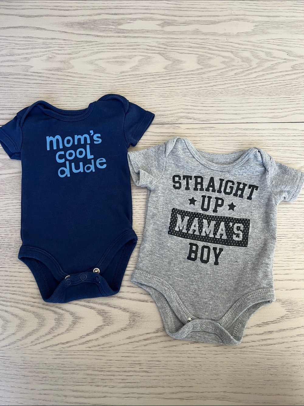 Mom's Cool Dude Navy & Straight Up Mama's Boy Gray Baby One-Piece Bodysuits